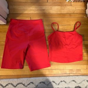 Girlfriend Collective Red Ribbed Compression Set